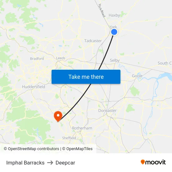Imphal Barracks to Deepcar map