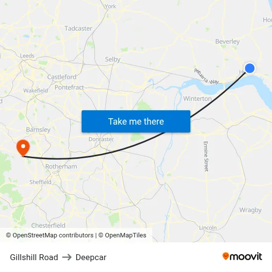 Gillshill Road to Deepcar map