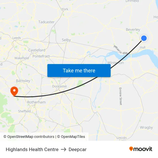 Highlands Health Centre to Deepcar map