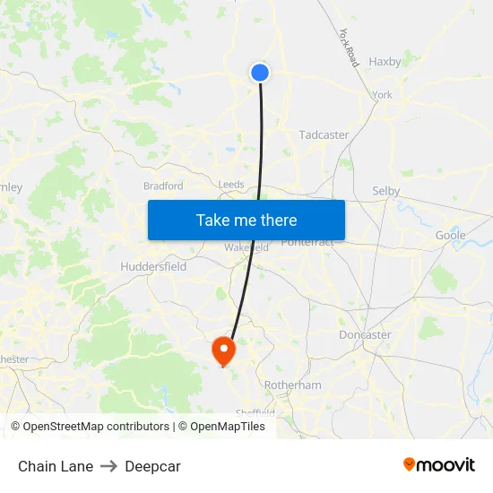 Chain Lane to Deepcar map