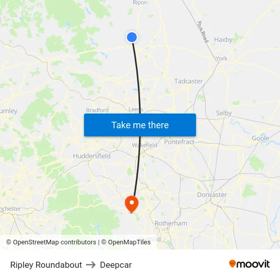 Ripley Roundabout to Deepcar map