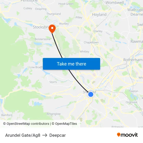 Arundel Gate/Ag8 to Deepcar map