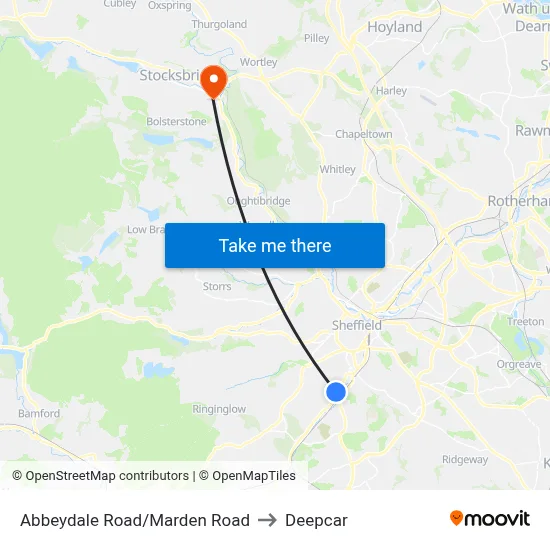 Abbeydale Road/Marden Road to Deepcar map