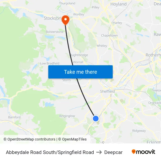 Abbeydale Road South/Springfield Road to Deepcar map