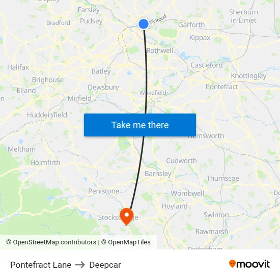 Pontefract Lane to Deepcar map