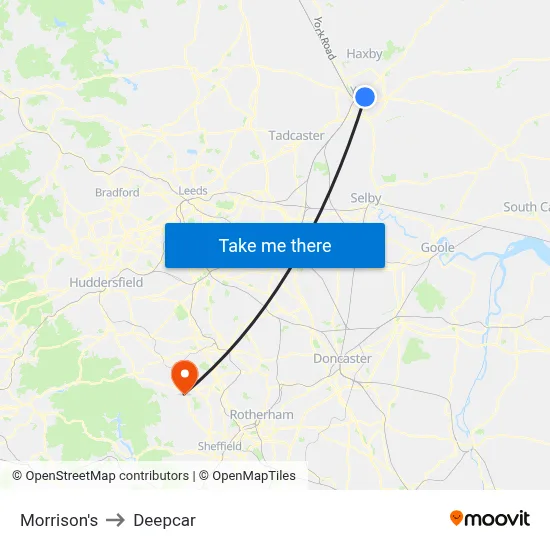 Morrison's to Deepcar map