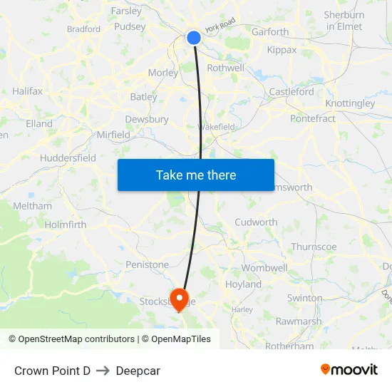 Crown Point D to Deepcar map