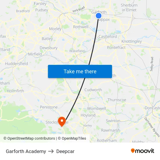 Garforth Academy to Deepcar map