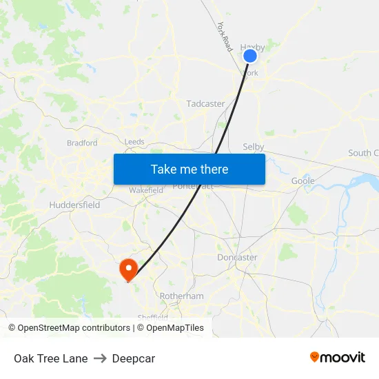 Oak Tree Lane to Deepcar map