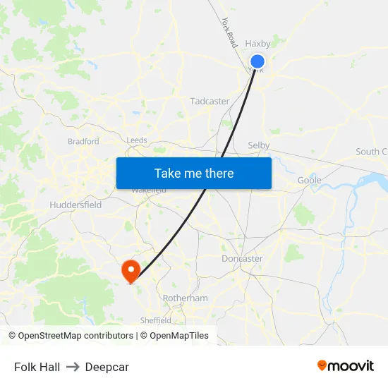 Folk Hall to Deepcar map