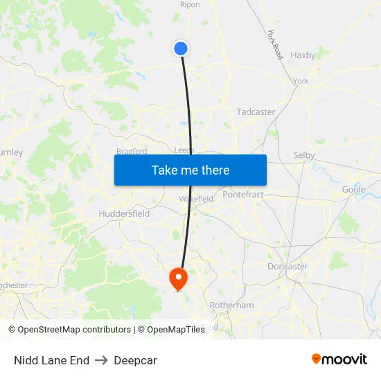 Nidd Lane End to Deepcar map