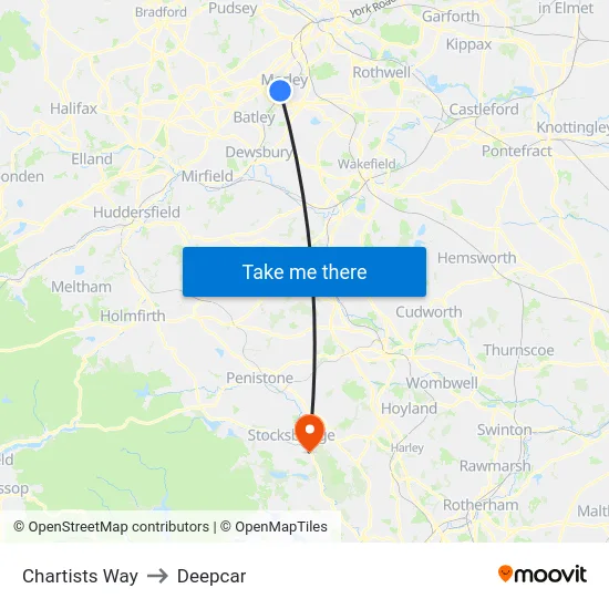 Chartists Way to Deepcar map