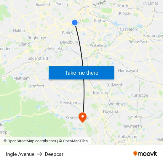 Ingle Avenue to Deepcar map