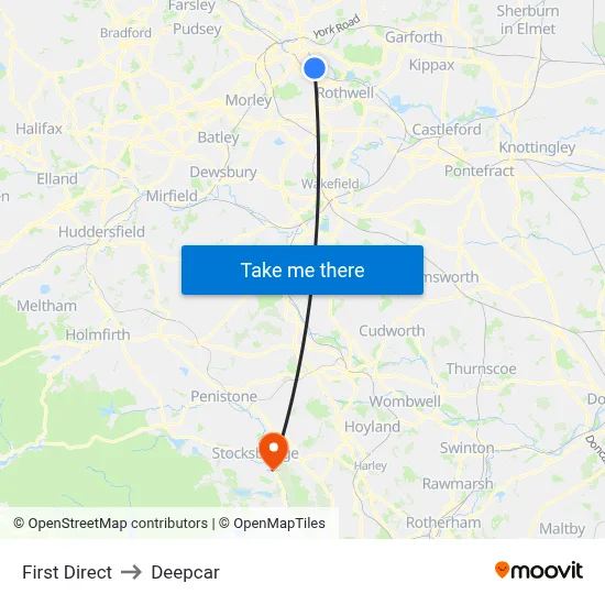 First Direct to Deepcar map