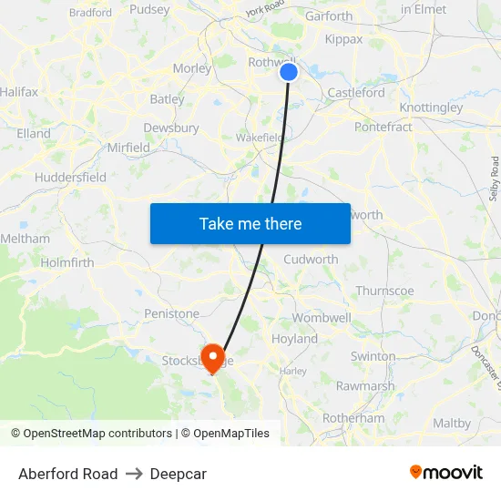 Aberford Road to Deepcar map