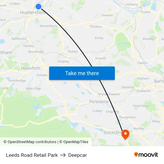 Leeds Road Retail Park to Deepcar map