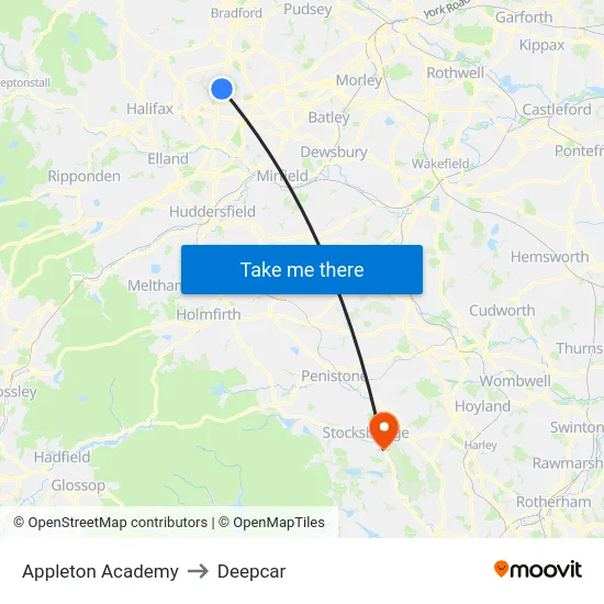 Appleton Academy to Deepcar map