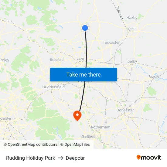 Rudding Holiday Park to Deepcar map