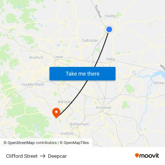 Clifford Street to Deepcar map