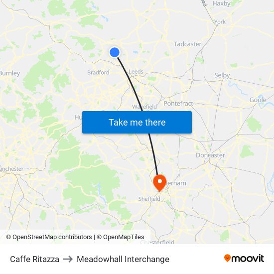 Caffe Ritazza to Meadowhall Interchange map