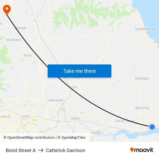 Bond Street A to Catterick Garrison map
