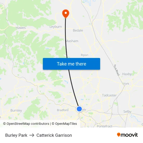 Burley Park to Catterick Garrison map