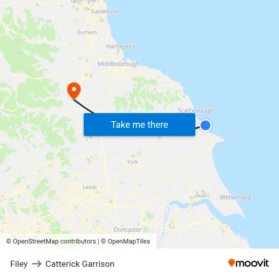 Filey to Catterick Garrison map