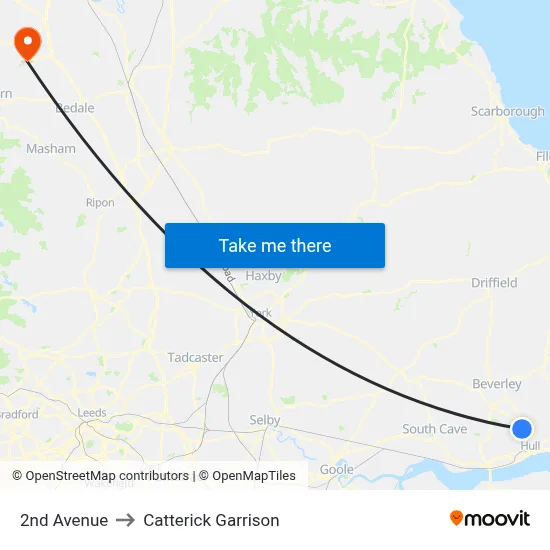 2nd Avenue to Catterick Garrison map