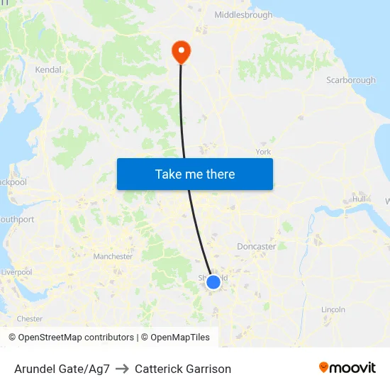 Arundel Gate/Ag7 to Catterick Garrison map