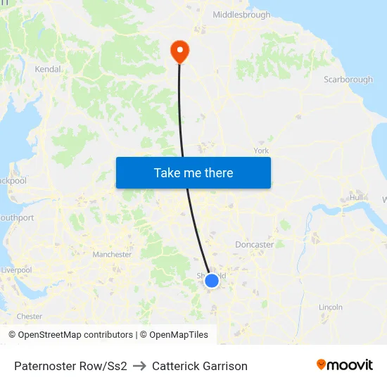 Paternoster Row/Ss2 to Catterick Garrison map