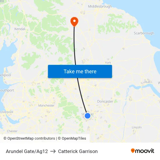 Arundel Gate/Ag12 to Catterick Garrison map