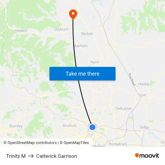 Trinity M to Catterick Garrison map