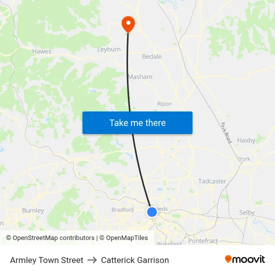 Armley Town Street to Catterick Garrison map