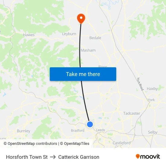 Horsforth Town St to Catterick Garrison map
