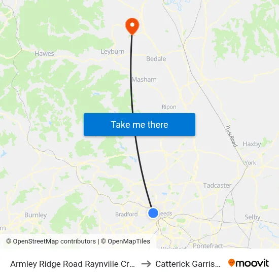 Armley Ridge Road Raynville Cres to Catterick Garrison map