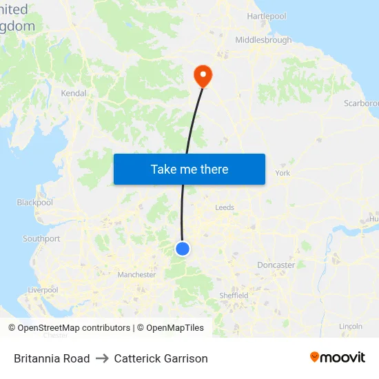 Britannia Road to Catterick Garrison map
