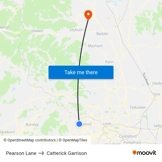 Pearson Lane to Catterick Garrison map