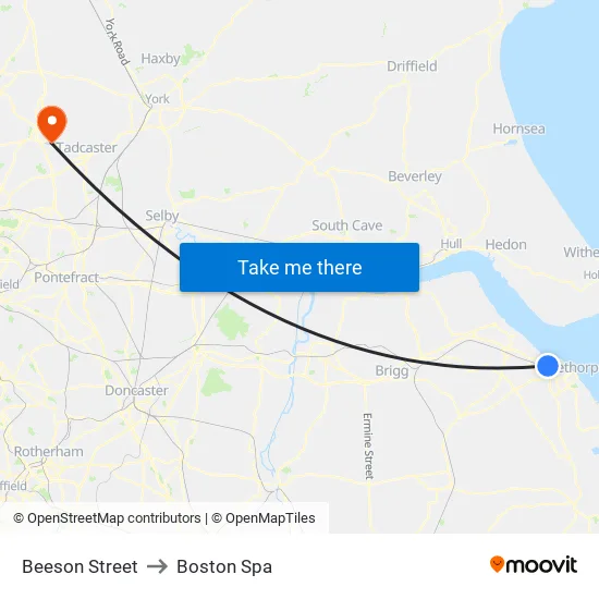 Beeson Street to Boston Spa map