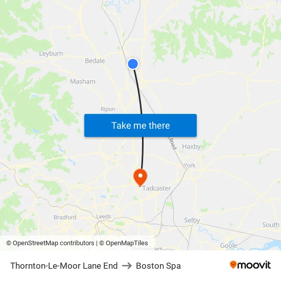 Thornton-Le-Moor Lane End to Boston Spa map