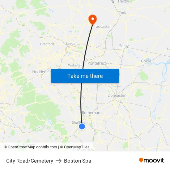 City Road/Cemetery to Boston Spa map