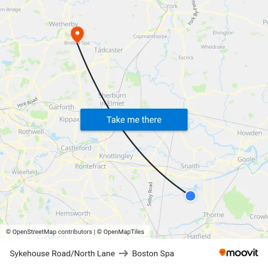 Sykehouse Road/North Lane to Boston Spa map