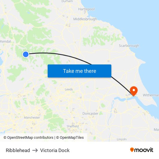 Ribblehead to Victoria Dock map