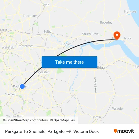 Parkgate To Sheffield, Parkgate to Victoria Dock map