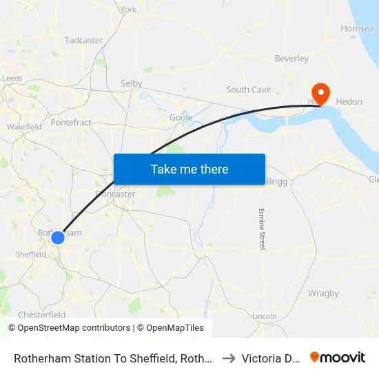 Rotherham Station To Sheffield, Rotherham to Victoria Dock map
