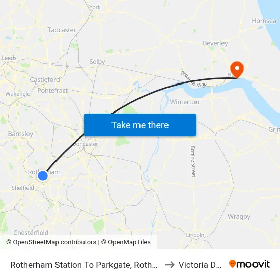 Rotherham Station To Parkgate, Rotherham to Victoria Dock map