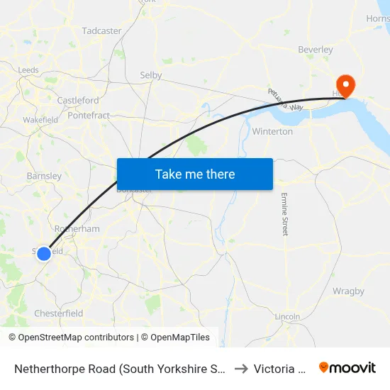 Netherthorpe Road (South Yorkshire Supertram) to Victoria Dock map