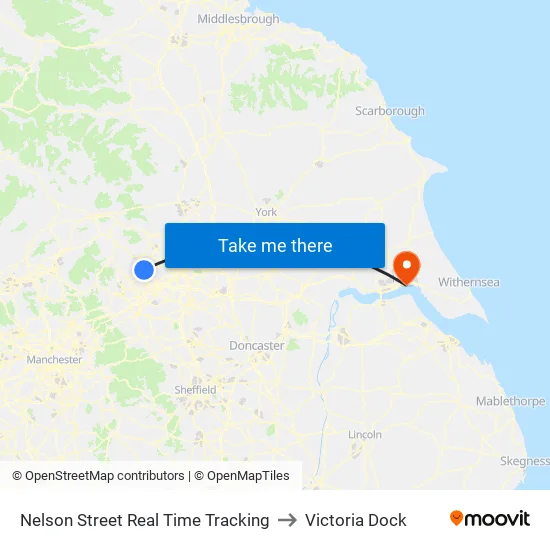 Nelson Street Real Time Tracking to Victoria Dock map