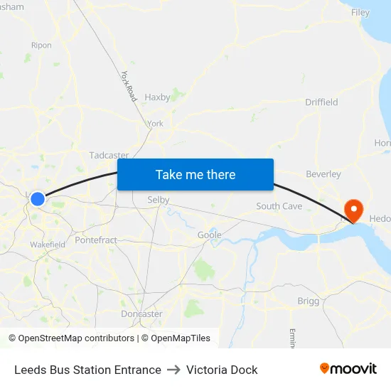 Leeds Bus Station Entrance to Victoria Dock map
