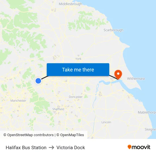 Halifax Bus Station to Victoria Dock map