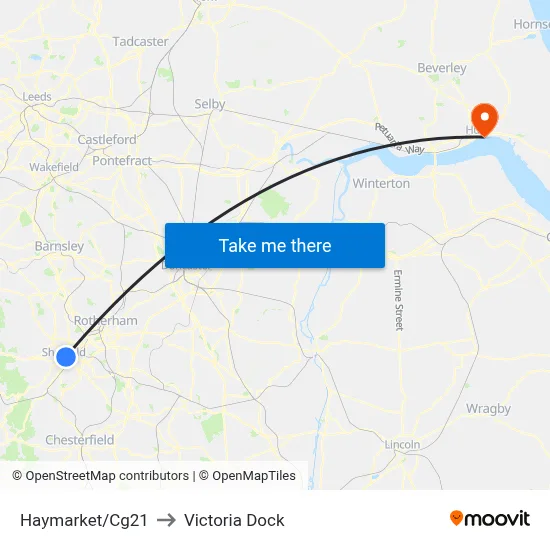 Haymarket/Cg21 to Victoria Dock map